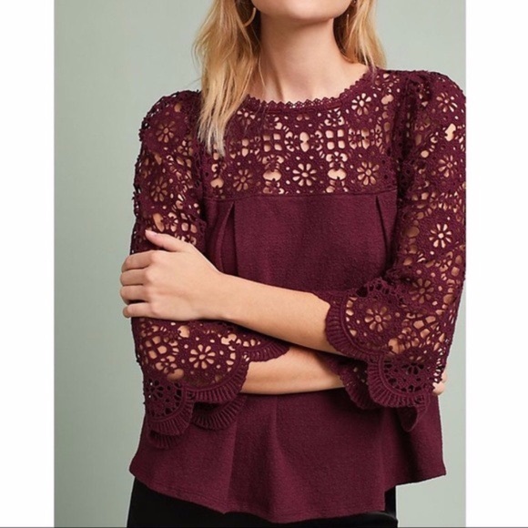 Anthropologie Tops - Anthropologie Eri + Ali Marigold Lace Crochet Top